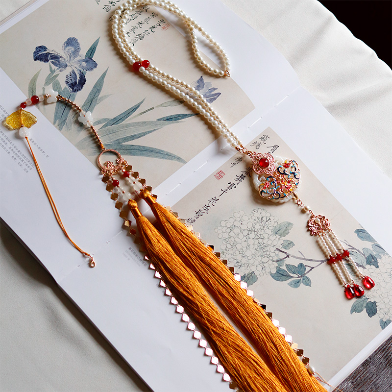 合金仿珍珠吊坠 清羽国风明制汉服软璎珞背云马面裙配饰