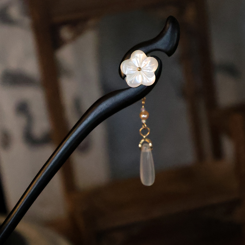 姜早黑檀木发簪旗袍汉服头饰古装盘发配饰