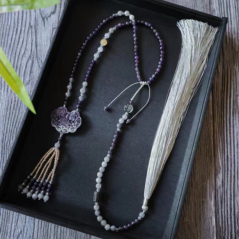 铜合金吊坠 非晚璎珞配饰手工古风国风饰品紫色长款