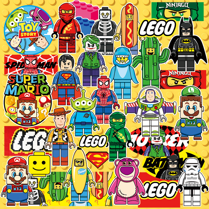 乐高LEGO卡通积木贴纸笔记本电脑ipad行李箱亚克力盒装饰防水贴画