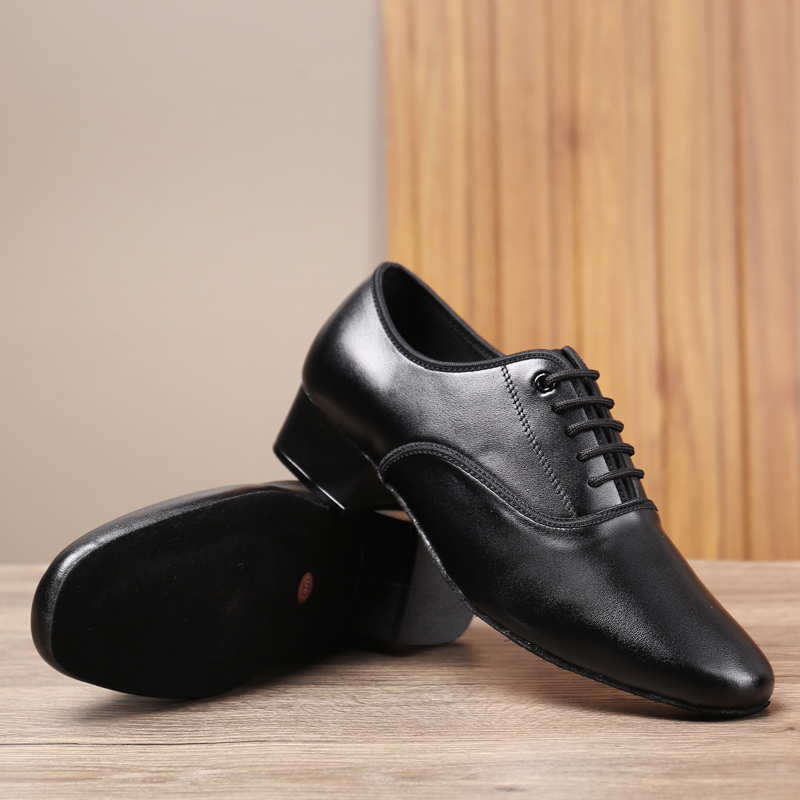 男士真皮3.5cm跟广场舞鞋鞋子跳舞专用鞋