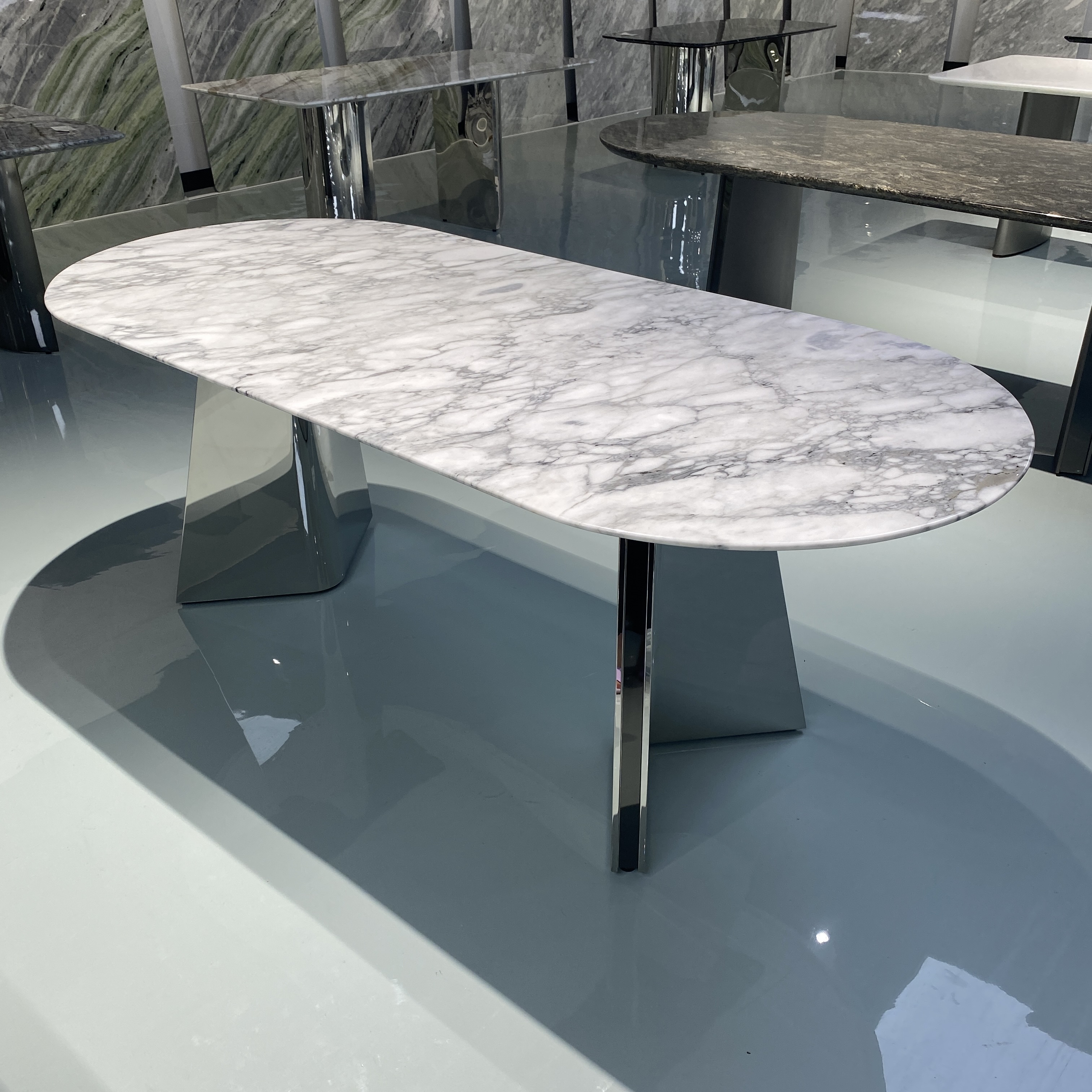 ZJ185宝格丽白天然奢石长方形餐桌大理石餐台