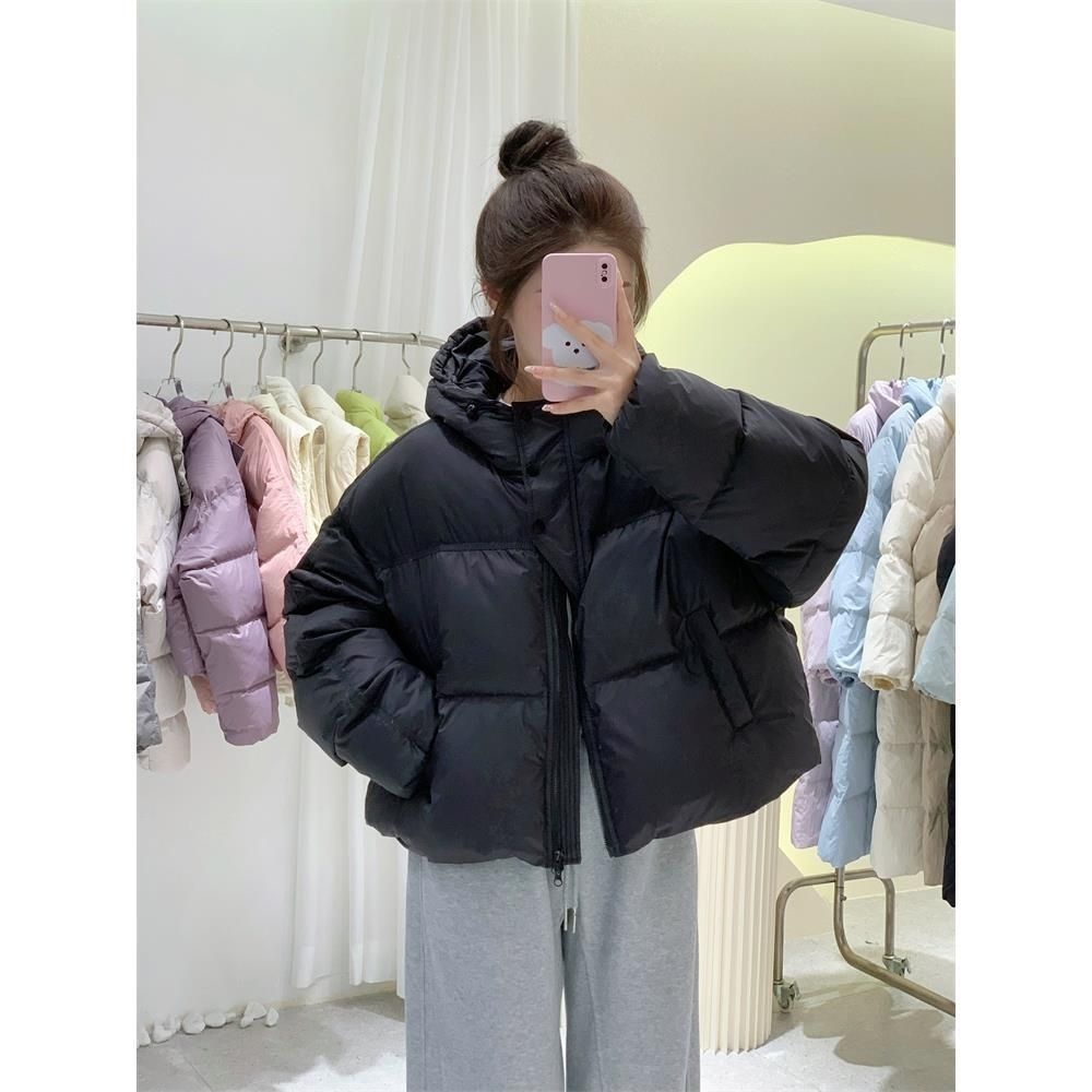 肯豆风短款羽绒服女2023冬新款韩版小个子高腰加厚面包服外套