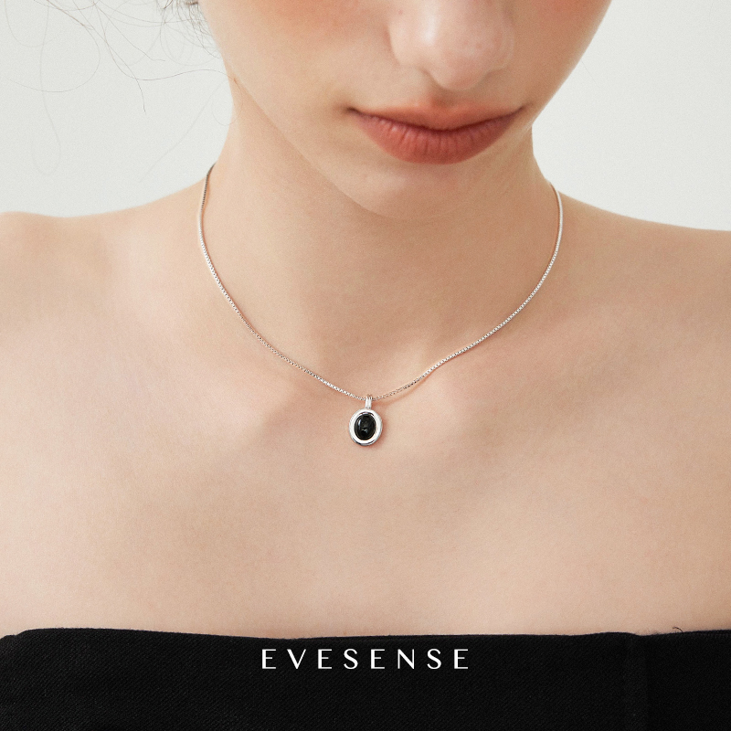 EVESENSE 铜合金项链 高级感黑色简约气质项链原创小众极简锁骨链