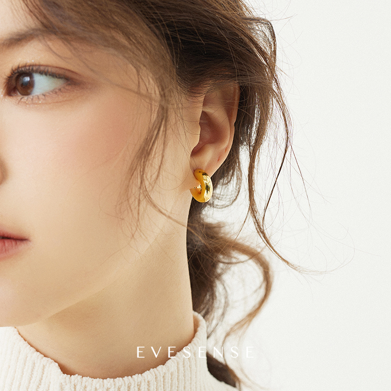 EVESENSE 铜合金耳饰 经典简约时髦金属圈圈耳环欧美时尚耳圈耳饰