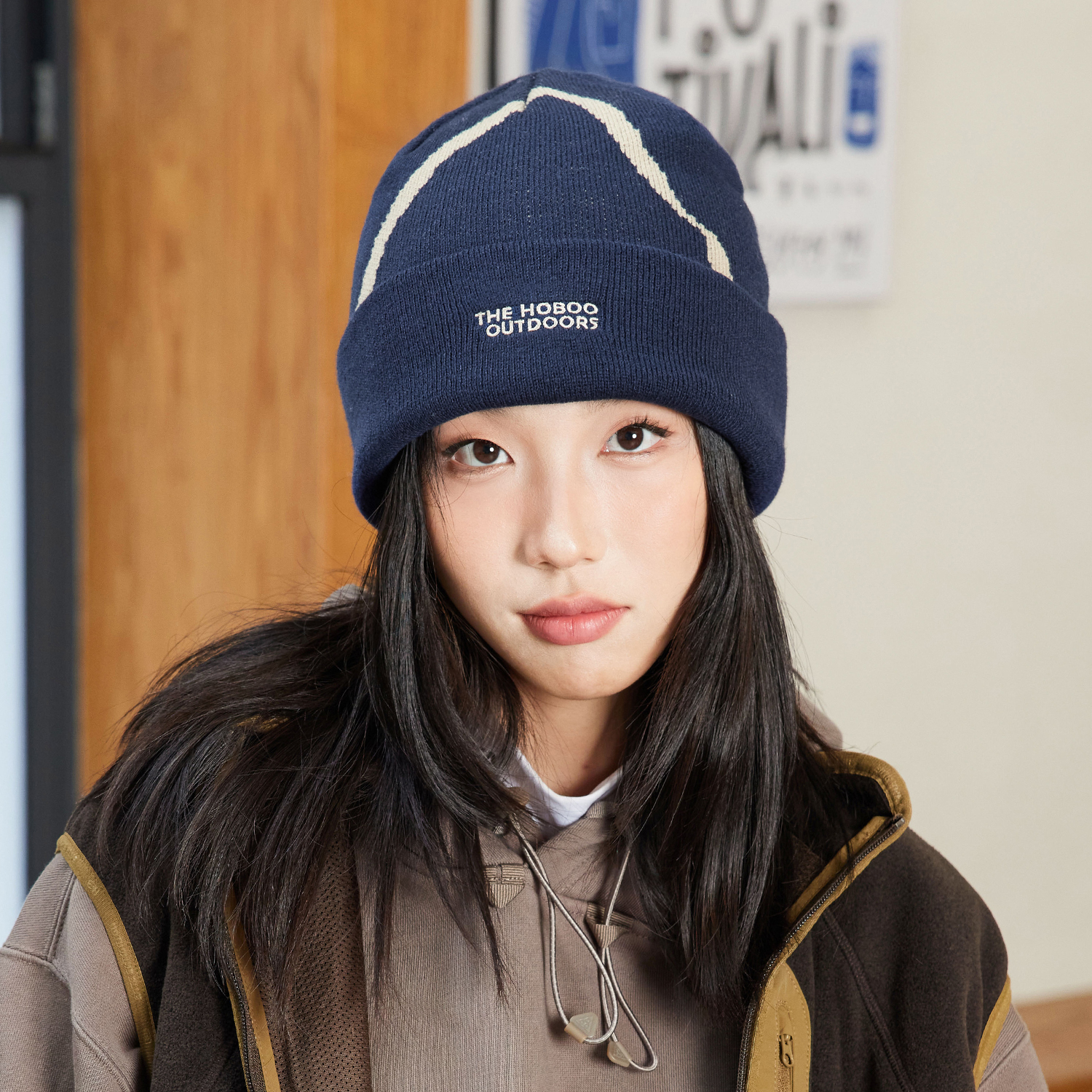 GEGEEN DOMOG日系原创提花毛线帽女美式新款冷帽男秋冬护耳针织帽