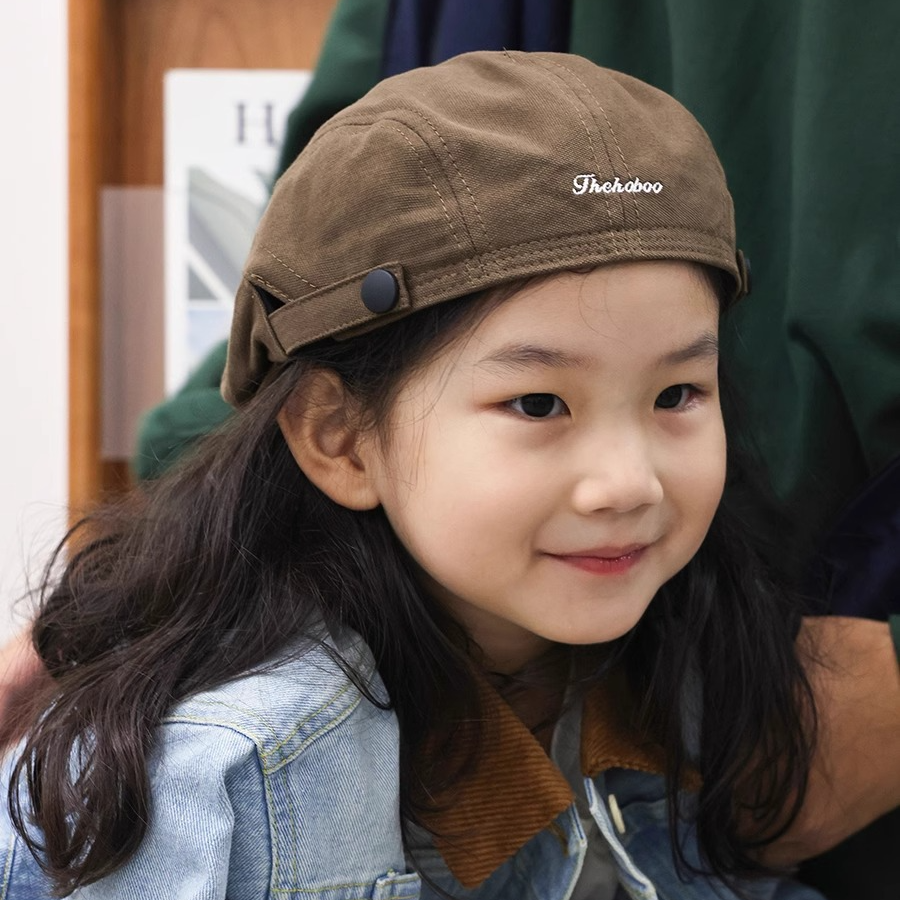 GEGEEN DOMOG儿童反戴贝雷帽女童春夏季复古字母前进帽男童百搭帽