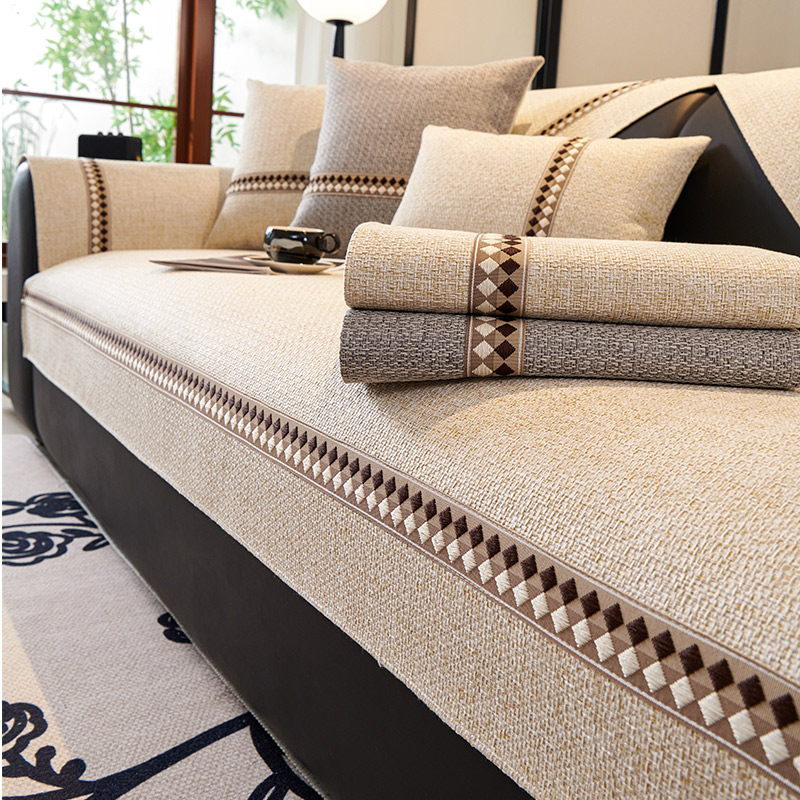 仿棉麻沙发垫2025新款四季通用防滑坐垫简约高档沙发靠背盖巾套罩