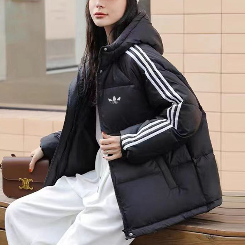 凯文三叶草冬季保暖棉服男女三条杠运动防风抗寒连帽加厚棉衣外套