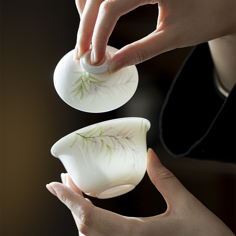 墨己 玉泥-绫罗盖碗-紫荆静婉