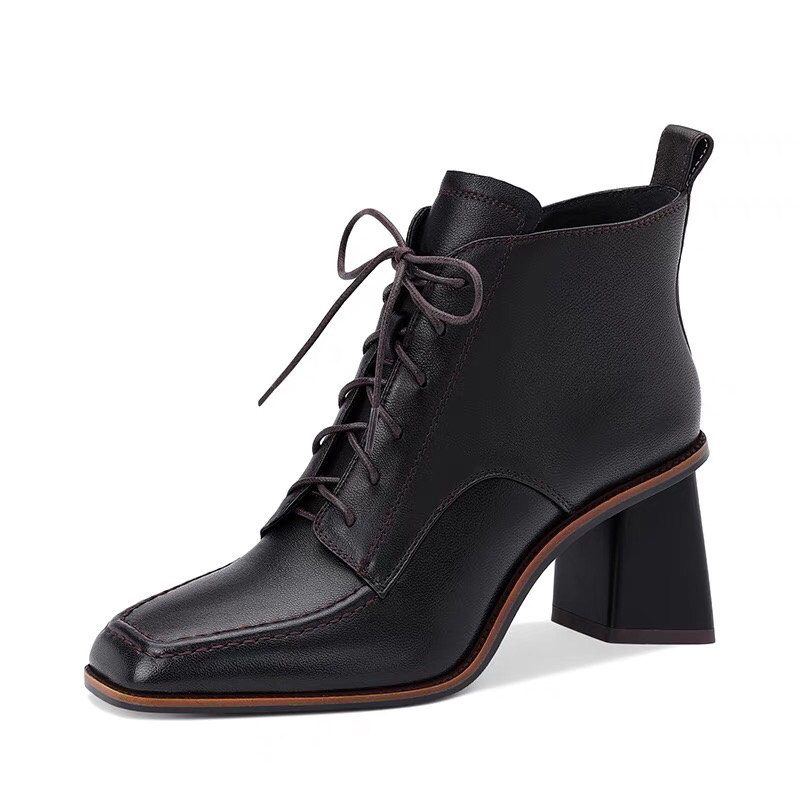 广州女鞋3695-594头层牛皮时装马丁靴韩版系带女潮时尚女短靴