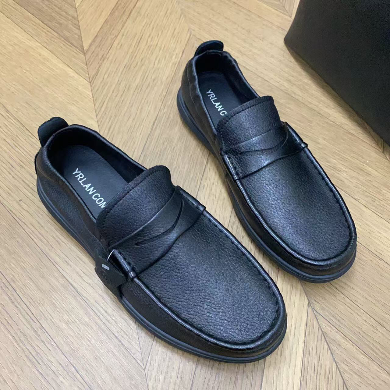 广州男鞋78-2066鹿皮软底百搭一脚蹬休闲乐福豆豆鞋男单皮鞋