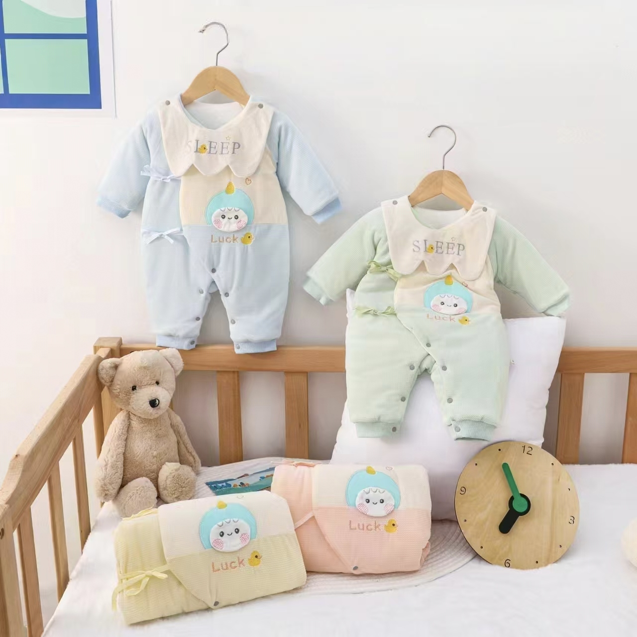 新生儿连体衣宝宝（120g中厚）冬季纯棉婴儿蝴蝶衣0-3个月幸运小鸭