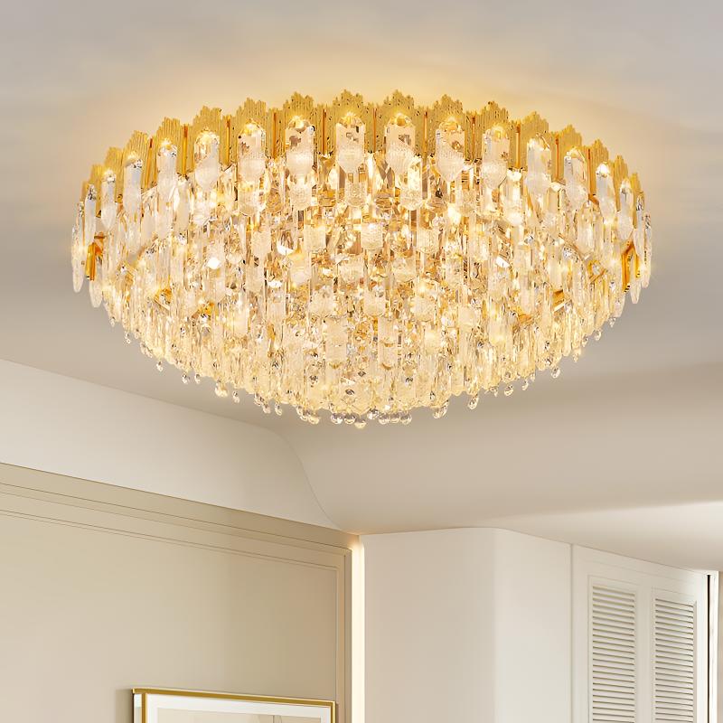 新款法式轻奢水晶灯豪华大气客厅主灯圆形卧室吸顶灯别墅家用灯具
