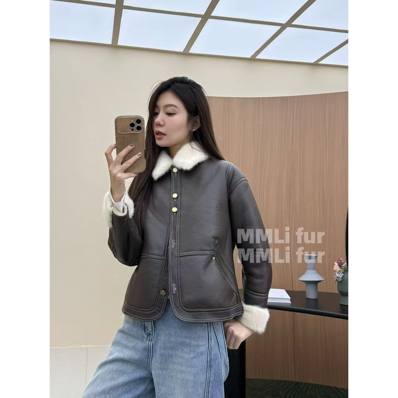 【JY景】MMLi CLOTHES｜ 设计师款水貂配皮毛一体外套  mm8055