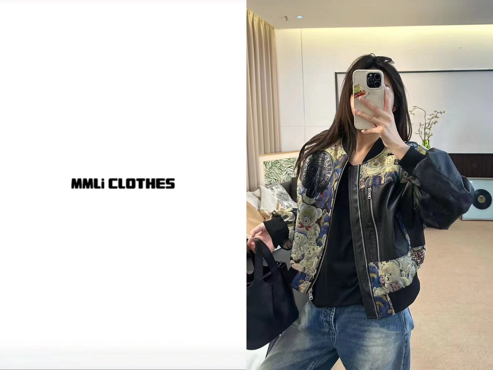【冰冰】MMLi CLOTHES｜小熊棒球款绵羊皮单皮外套 mm332-d
