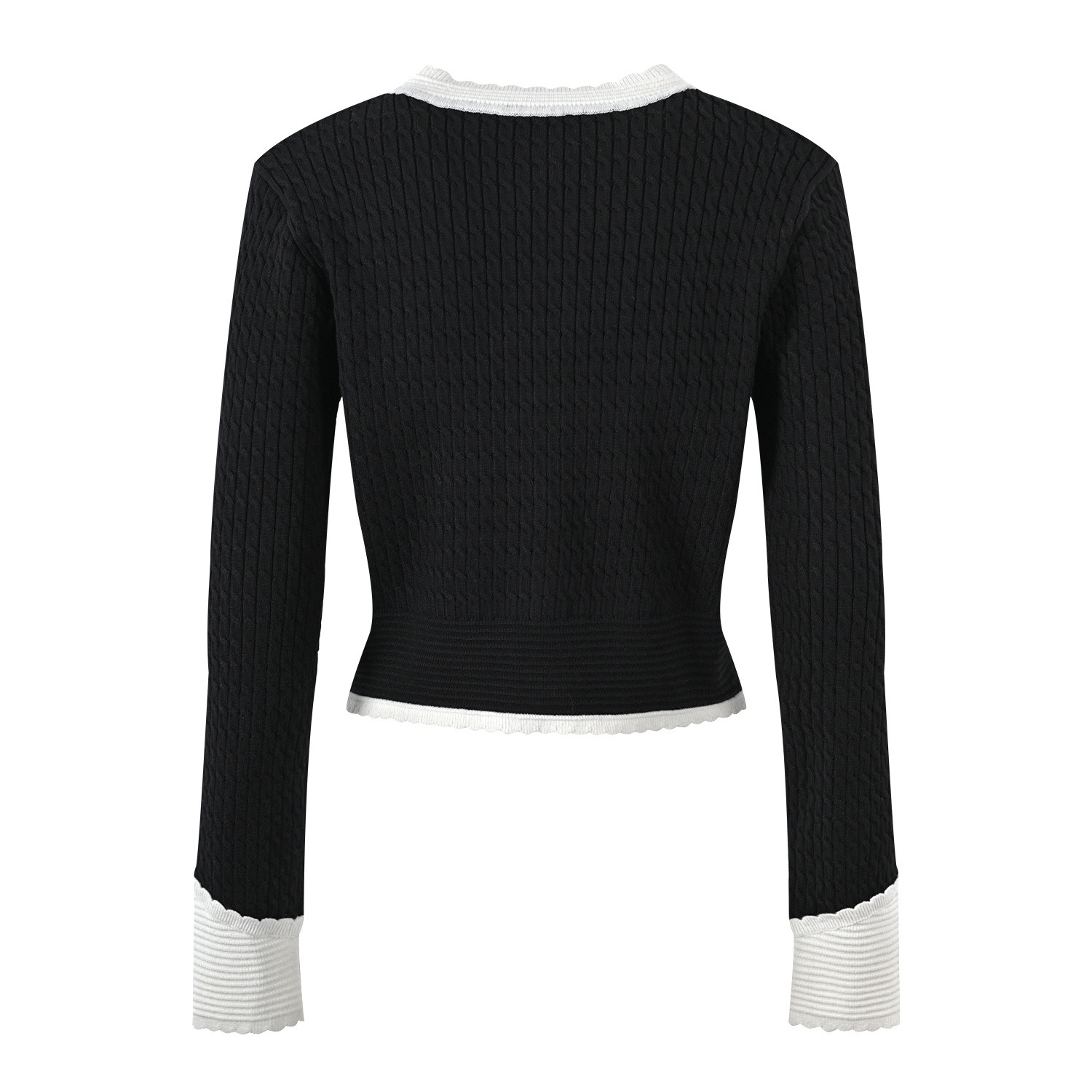 <猪猪出品>早秋上新黑白针织衫香风针织衫法式秋冬珍珠230