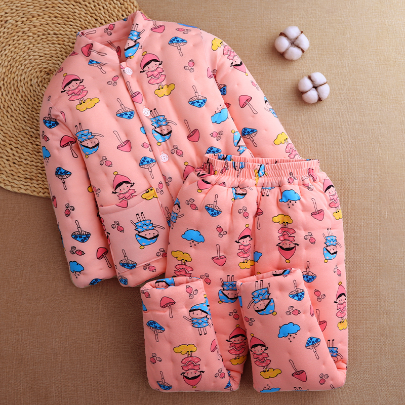 棉花手工棉袄棉裤套装中大童加厚弹力保暖棉衣居家校服神器冬季