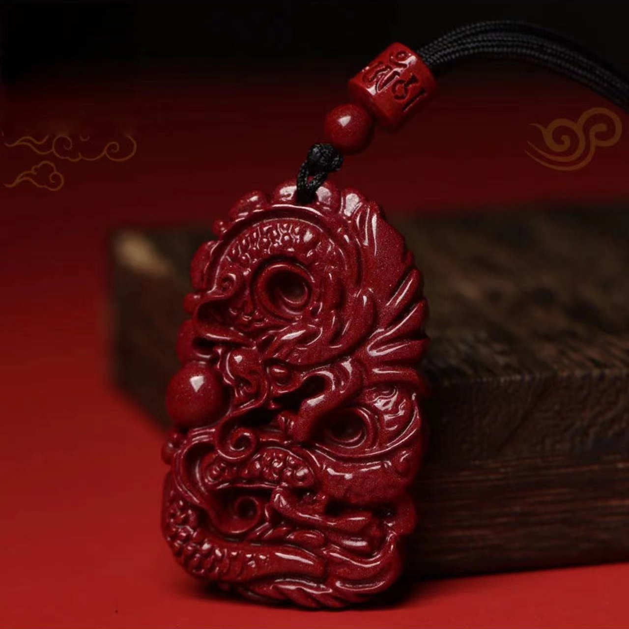 含辰砂工艺品朱砂紫金砂雕刻龙牌