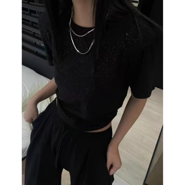 夏季上新~时尚重工满天星设计款亲肤棉短袖T恤 S1089