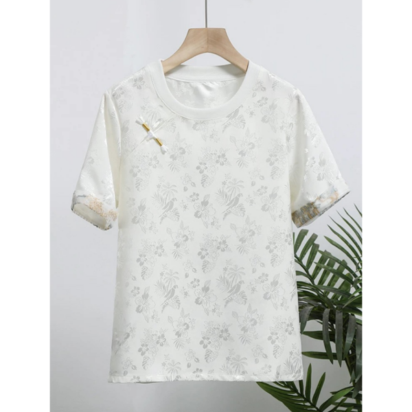 中式格调~新中式国风万针绣设计款短袖T恤 S8038