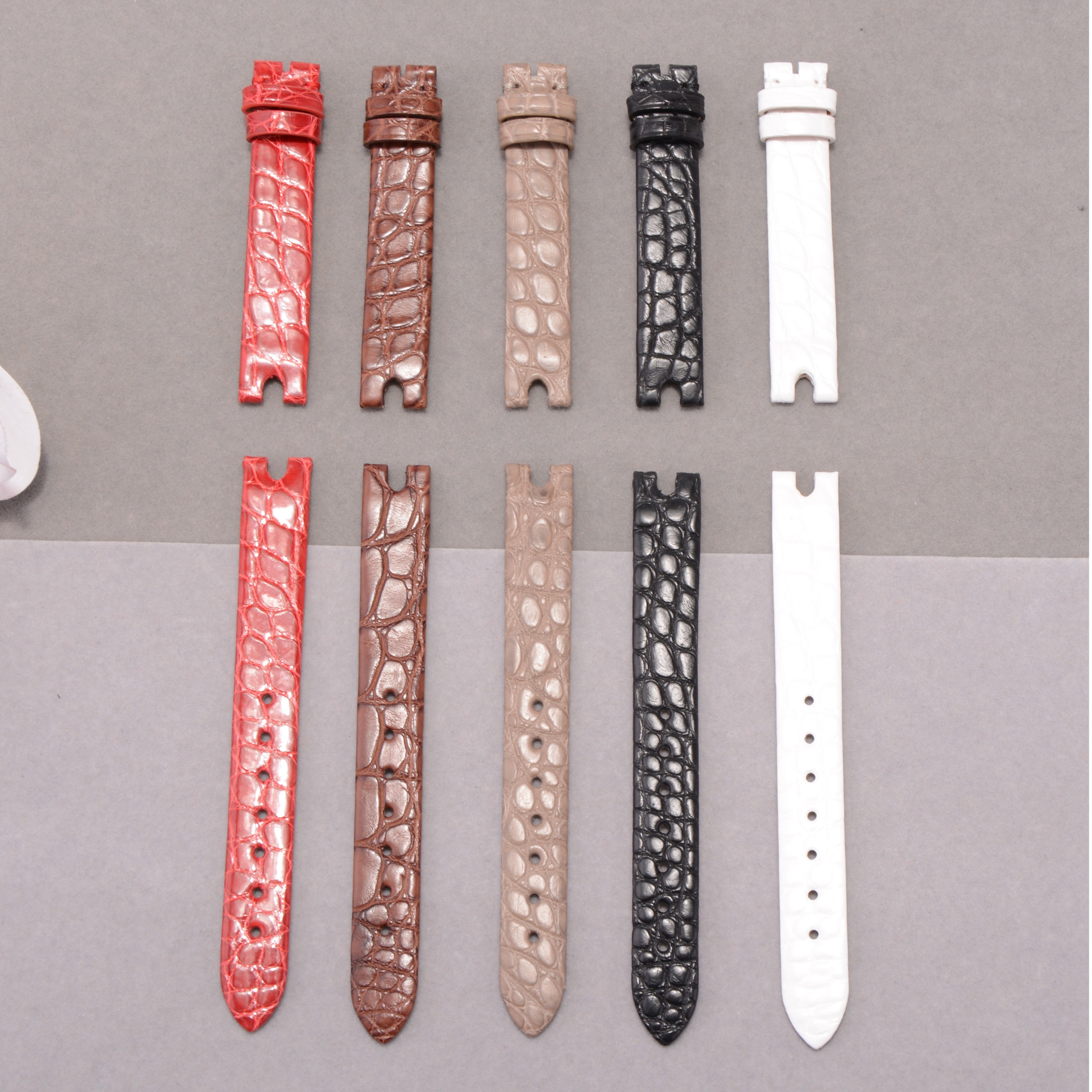 适用欧米茄蝶飞鳄鱼皮表带12凹口表带欧米茄424.13.2凹口钢表带