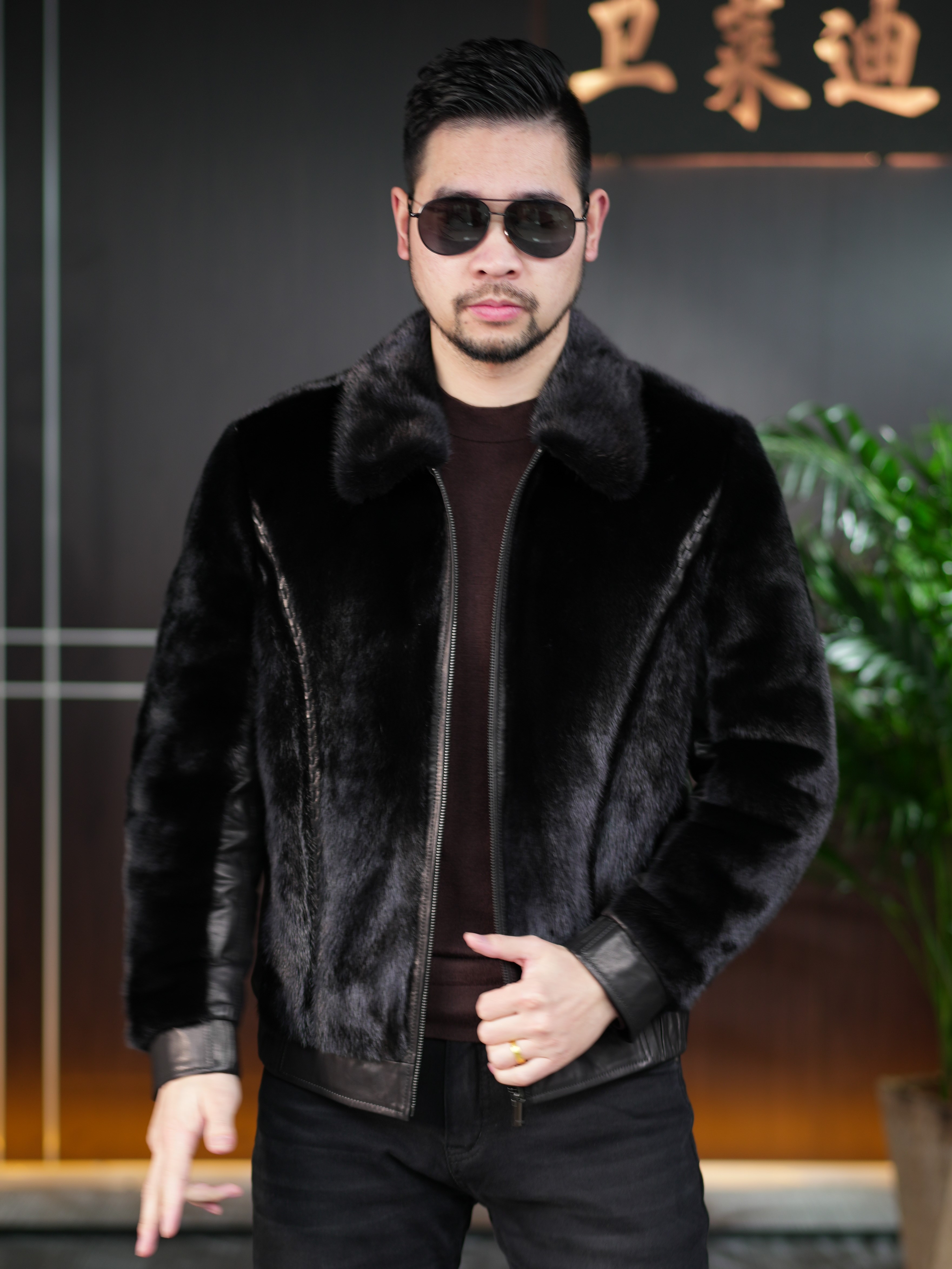 冬季 7797水貂毛真皮皮衣【卫莱迪】小山羊皮鹅绒百搭男士休闲百搭