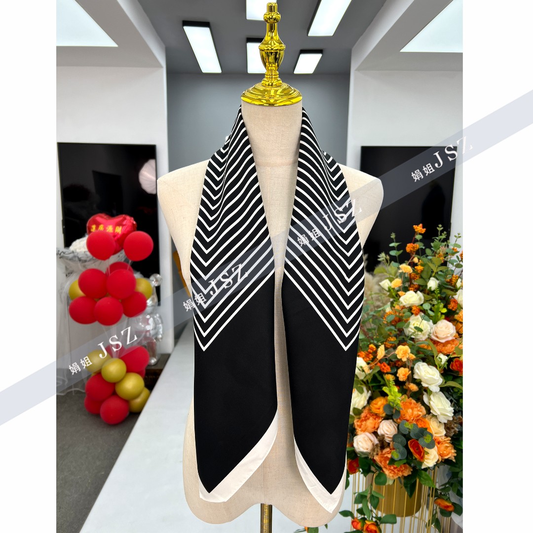 娟姐新款条纹丝巾黑白时尚000183-3