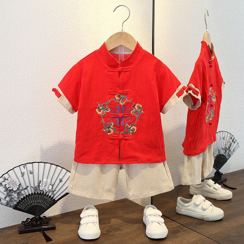 【冬款上新】男童夏装短袖套装2023年新款中国风儿童汉服帅气唐装