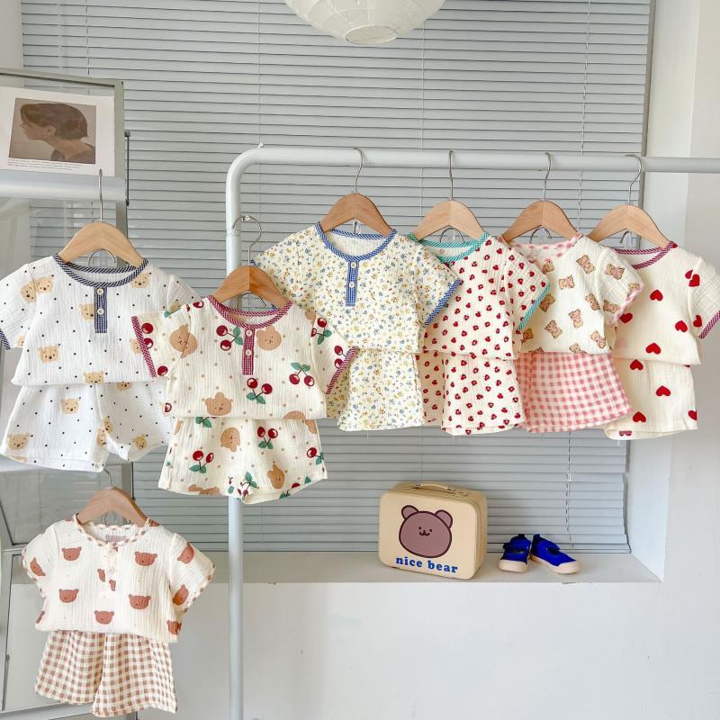 宝宝短袖短裤薄款棉纱套装婴幼儿童家居服裤子夏季衣服睡衣萌Z20