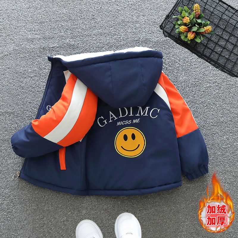 【冬款上新】男童加绒加厚棉服冬季新款拼接儿童夹棉保暖外套冬装