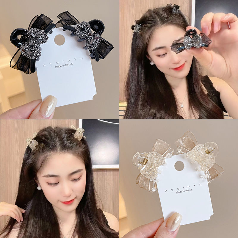 网纱蝴蝶结小抓夹高级感发夹女刘海侧边夹迷你可爱精致头饰碎发夹