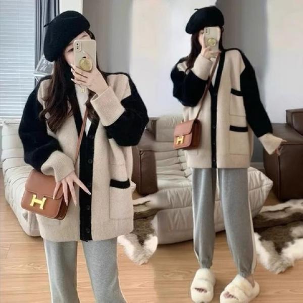 2023秋冬新款宽松慵懒风毛衣针织开衫小个子气质时尚高端外套