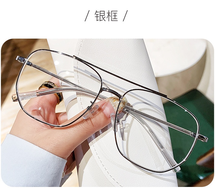 双梁复古大框飞行员金属素颜眼镜框平光镜潮防蓝光平光镜近视眼镜