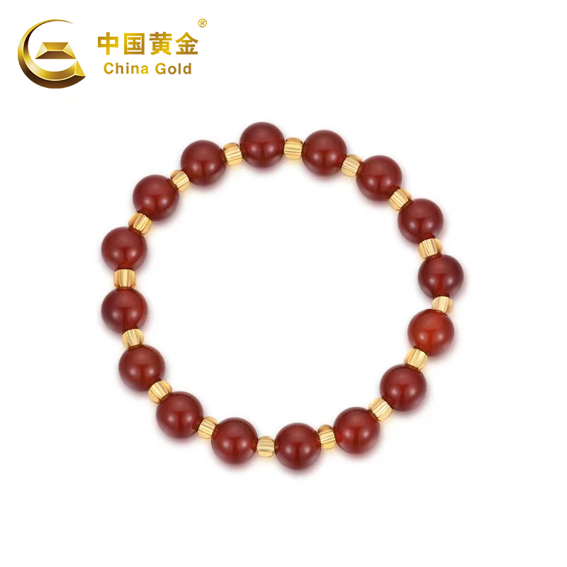 China Gold/中国黄金红玛瑙手串单圈简约时尚气质单圈手工女款韩