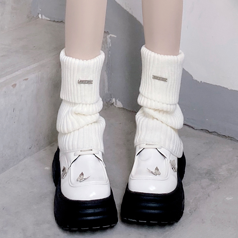 ins金属标腿套y2k女jk辣妹亚文化白色堆堆袜针织毛线袜子秋冬袜套