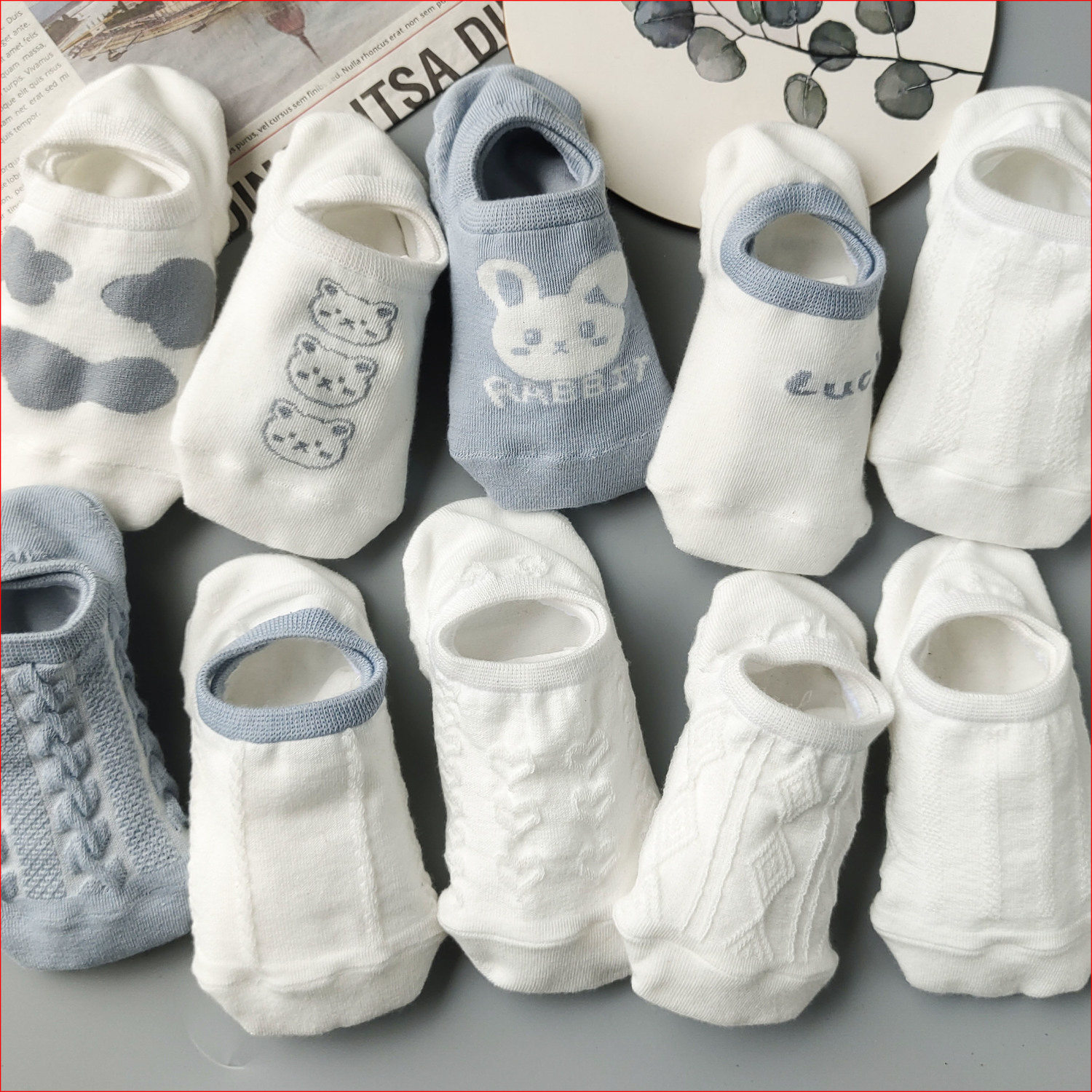 袜子女春夏短袜日韩白色卡通浅口隐形袜夏季薄款透气女士船袜批发