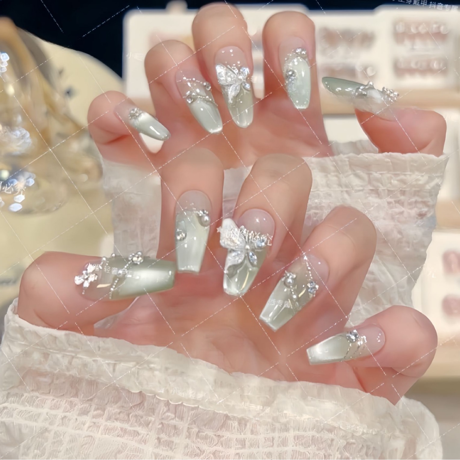 【清澜】手工穿戴甲美甲片蝴蝶美甲贴片高级感假指甲短款