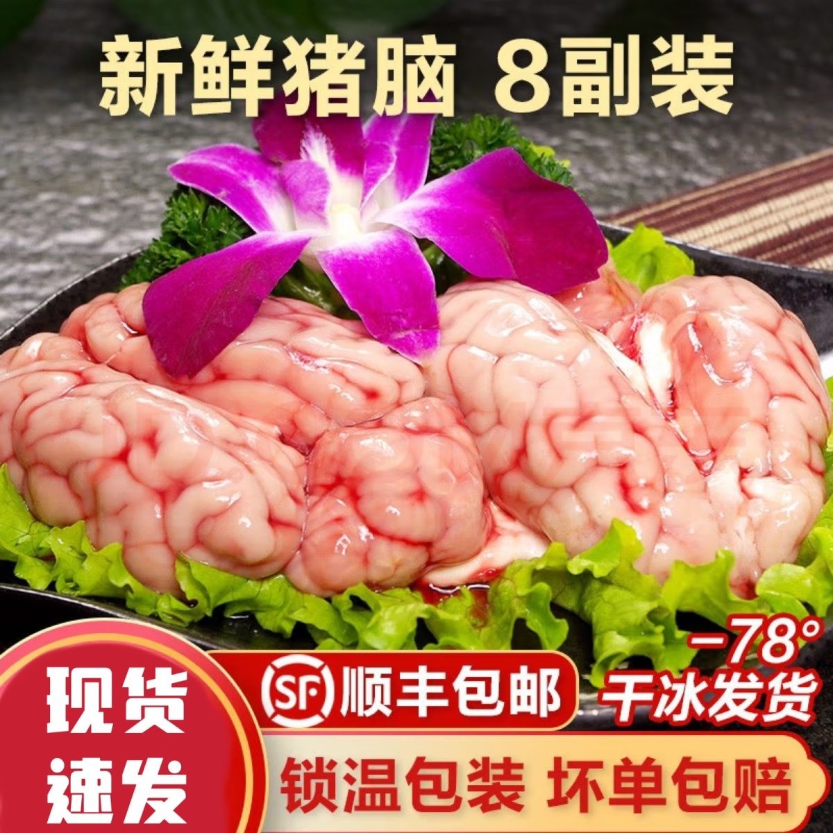 新鲜8盒装新鲜冷冻猪脑花 猪脑子猪脑髓 带小脑顺丰包邮