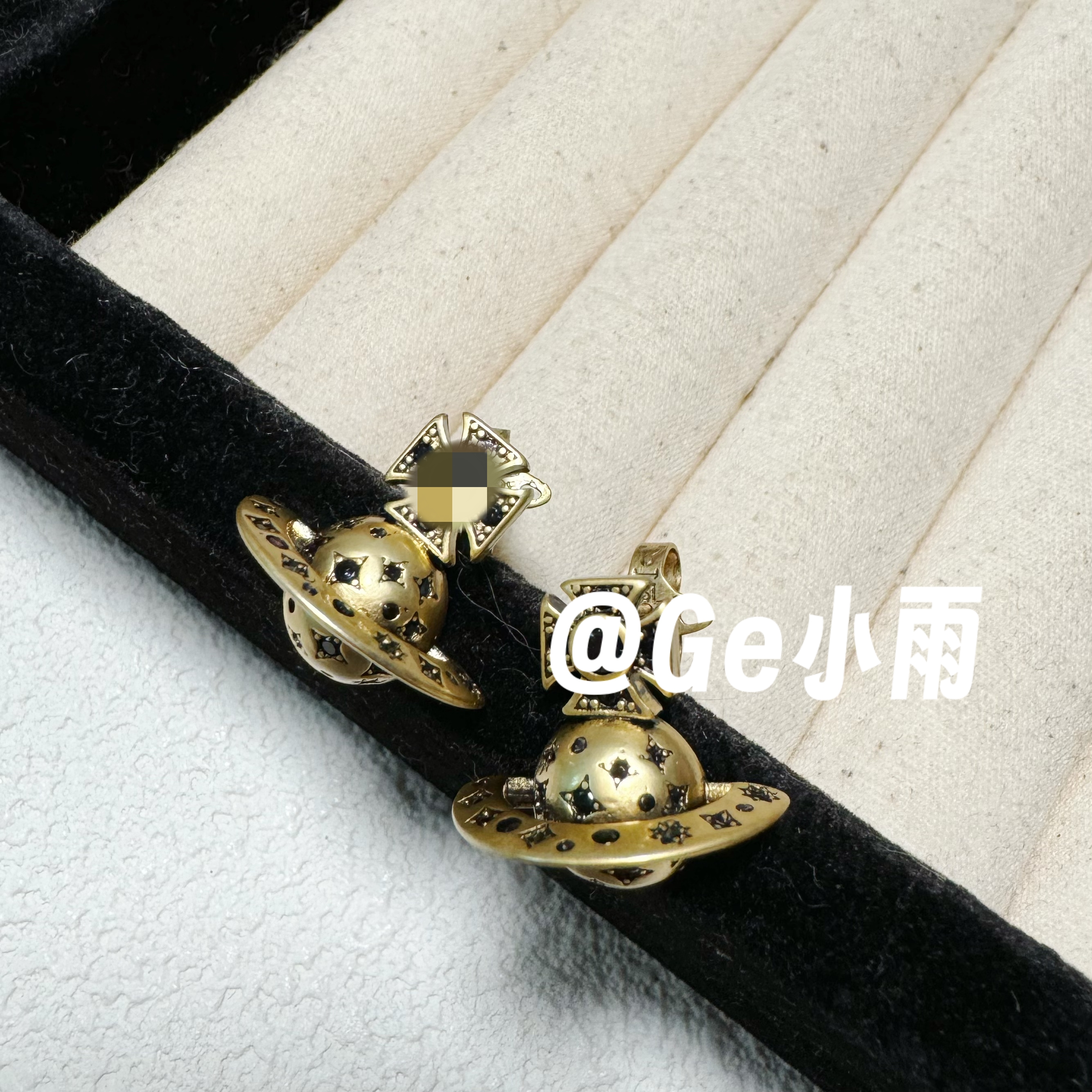 铜合金耳饰 【SEQ-19】经典星球元素古铜黑锆耳钉