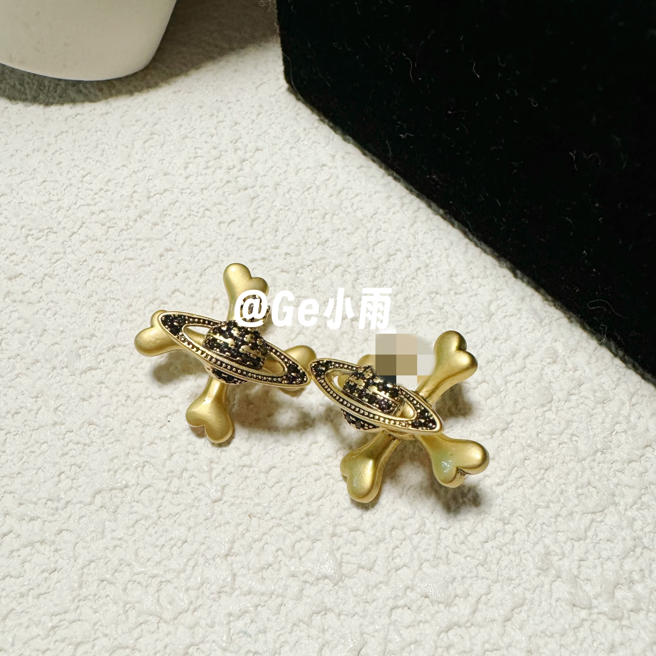 铜合金耳饰 【SEQ-17】古铜星球骨头元素十字耳钉