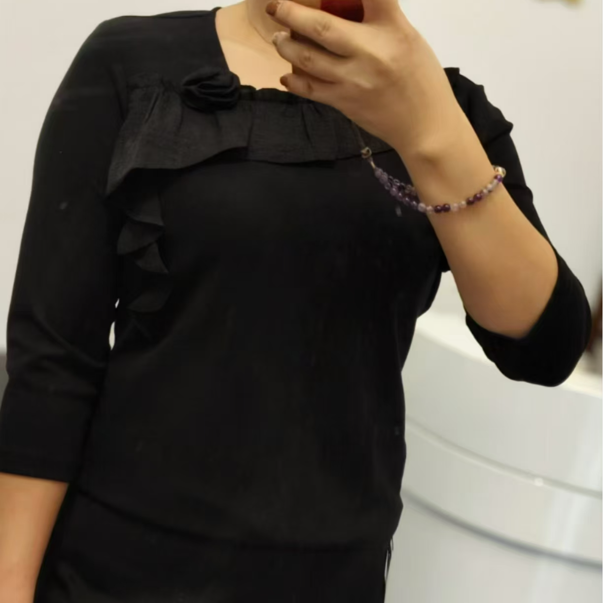 高档南韩五分袖上衣2-8162时尚百搭秋款显瘦/长58厘米