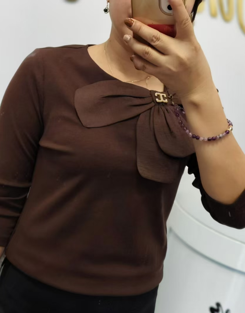 高挡韩货5分袖上衣2-8815秋季女小斜领蝴蝶结气质时尚/长58厘米