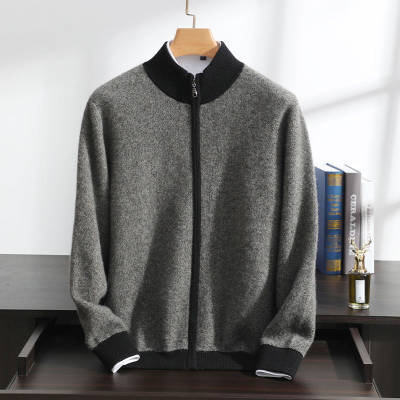 四平加厚拉链半高领纯山羊绒外套AK-020