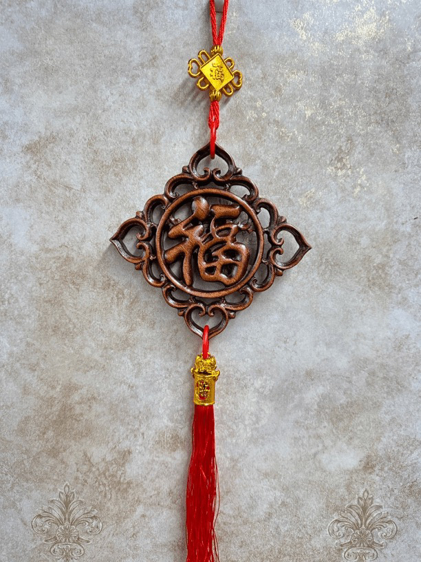 新人福利款东阳木雕对角尺寸16cm（带流苏）香樟木实木雕刻挂件