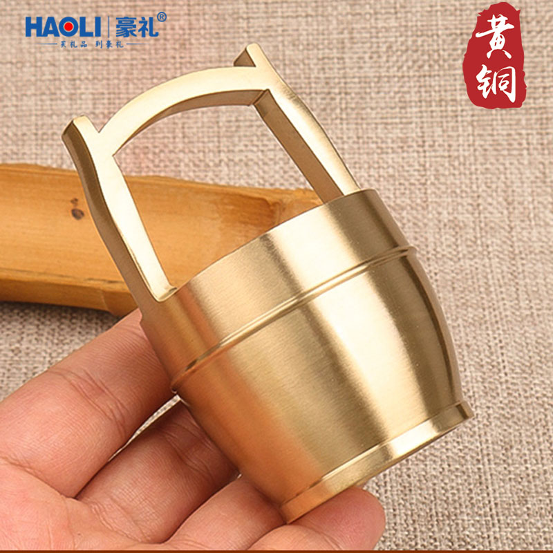 Haoli/豪礼黄铜创意摆件一桶江山一桶金 水桶办公室书桌酒柜摆件