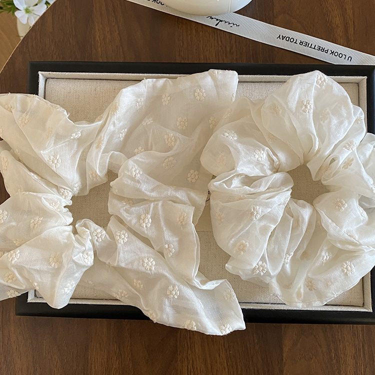 韩系纯欲温柔奶白色布艺大肠发圈头绳优雅气质马尾发绳百搭头饰