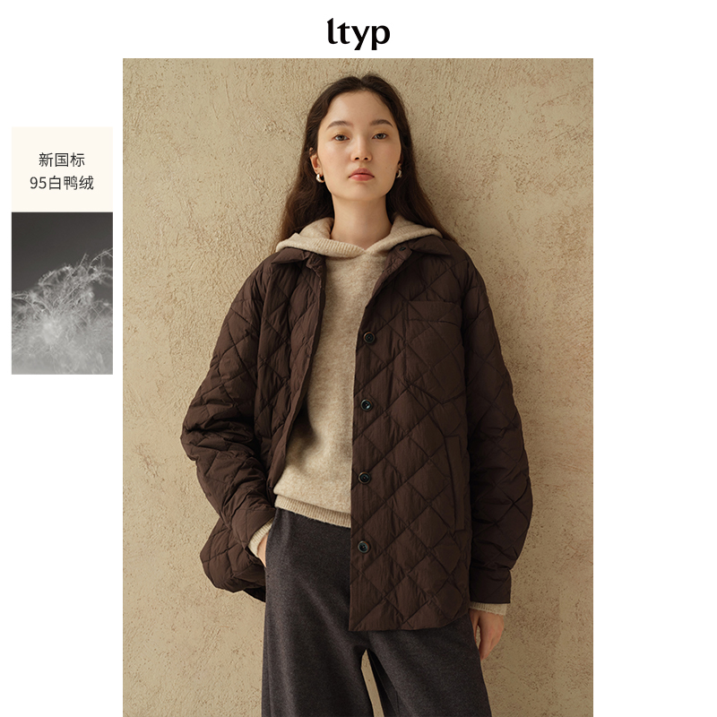 ltyp95白鸭绒衬衫式百搭时尚宽松休闲轻薄外套女秋冬保暖