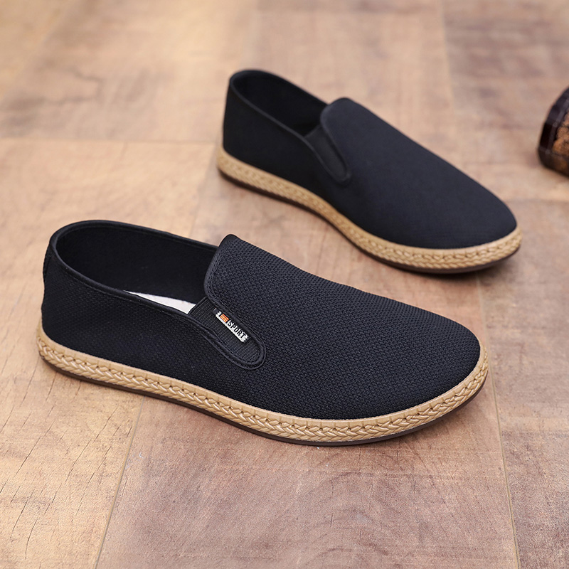 老北京布鞋男款软底透气传统单鞋防滑休闲轻便一脚蹬爸爸男黑布鞋