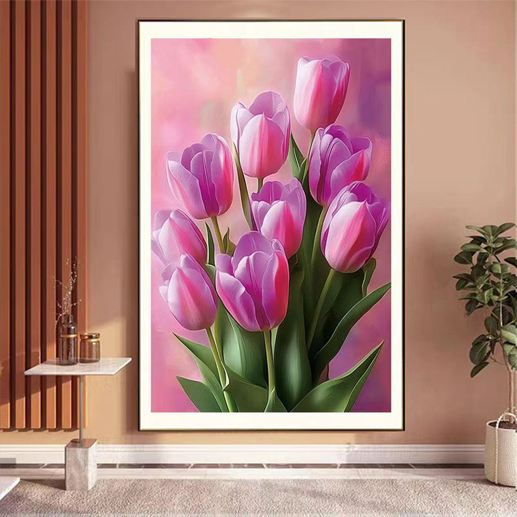 新款唯美郁金香满绣大格20色餐厅卧室十字绣线绣手工DIY新手浪漫